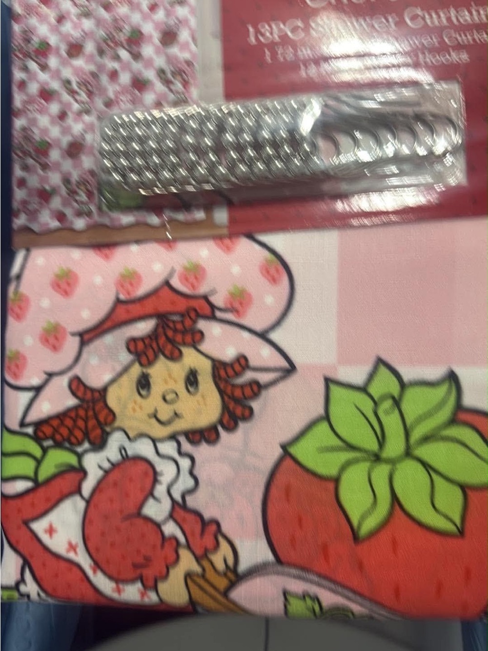 Strawberry Character Pink Shower Curtain - Unbranded
